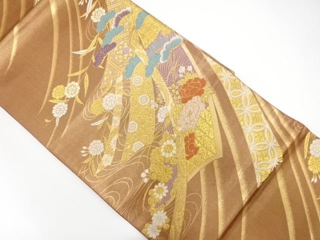 JAPANESE FUKURO OBI / WOVEN PEONY